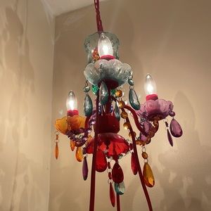Plug-in 3 Light Multicolor Hanging Swag Chandelier